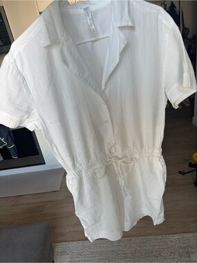 Fabletics Cotton Voile Short Romper Classic White Size Small